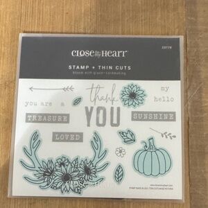 Close to My Heart Blue Floral & Pumpkin Stamp Set